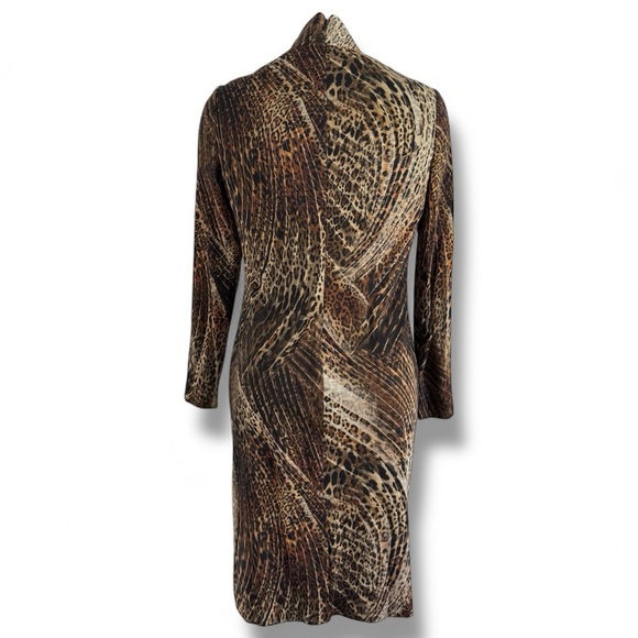 CARLISLE ANIMAL PRINT LONG SLEEVED MOCK NECK MIDI DRESS US SZ 6 NWOT - Picture 5 of 9